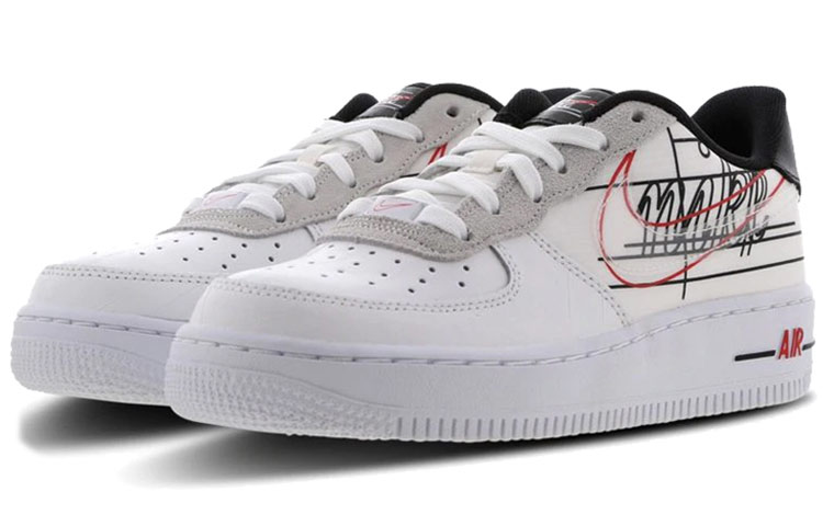 Женские кроссовки Nike Air Force 1 Script Swoosh (бело-красные) — фото 3