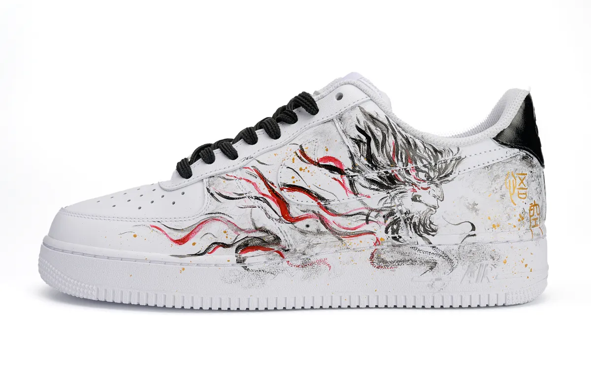 Nike Air Force 1 Slip Resistant Abrasion Resistant Low top Skateboard Shoes Men's Black White