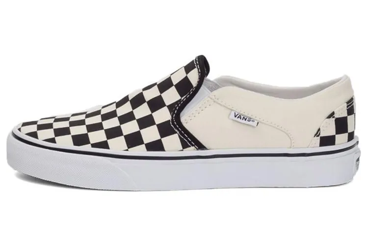 Vans Asher Checkerboard Canvas Abrasion Resistant Low top Skateboard Shoes Women's Black White