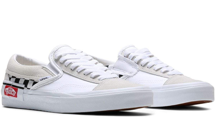Слипоны Vans slip-on Cap "White Black Checkerboard" (белые) — Белый — фото 4