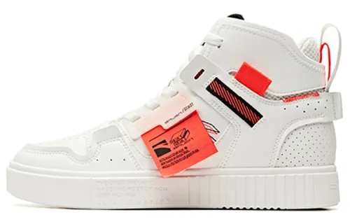 ANTA Skateboard Shoes Women's High Top Anta White/Neon Bright Dark Red