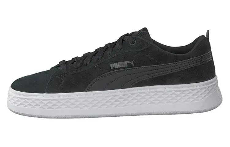 PUMA Smash Platform Suede Casual Board Shoes Black/White Women's