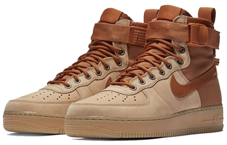 Мужские кроссовки Nike Air Force 1 Premium (коричневые) — фото 3