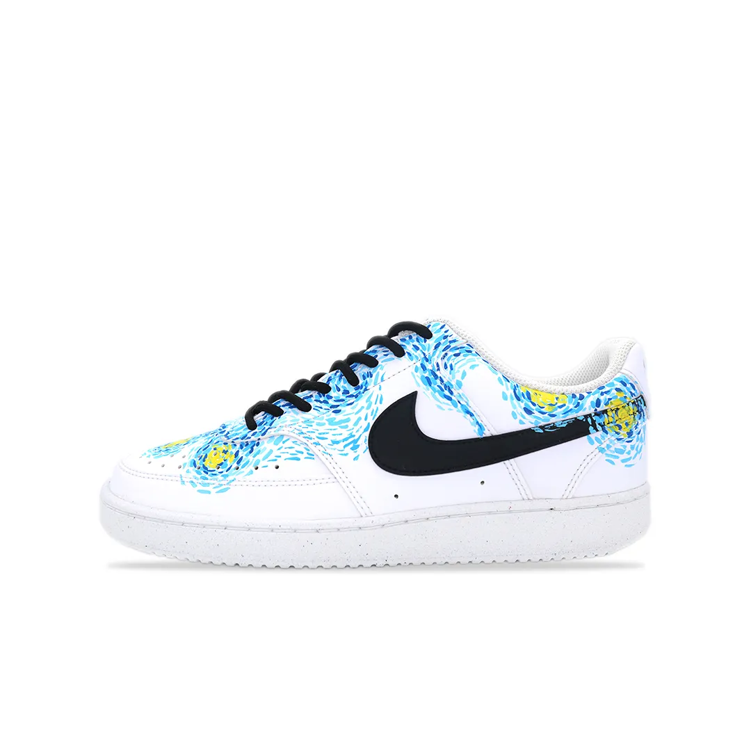 Nike Court Vision Hand Drawn Graffiti Synthetic Leather Abrasion Resistant Low top Skateboard Shoes Men's