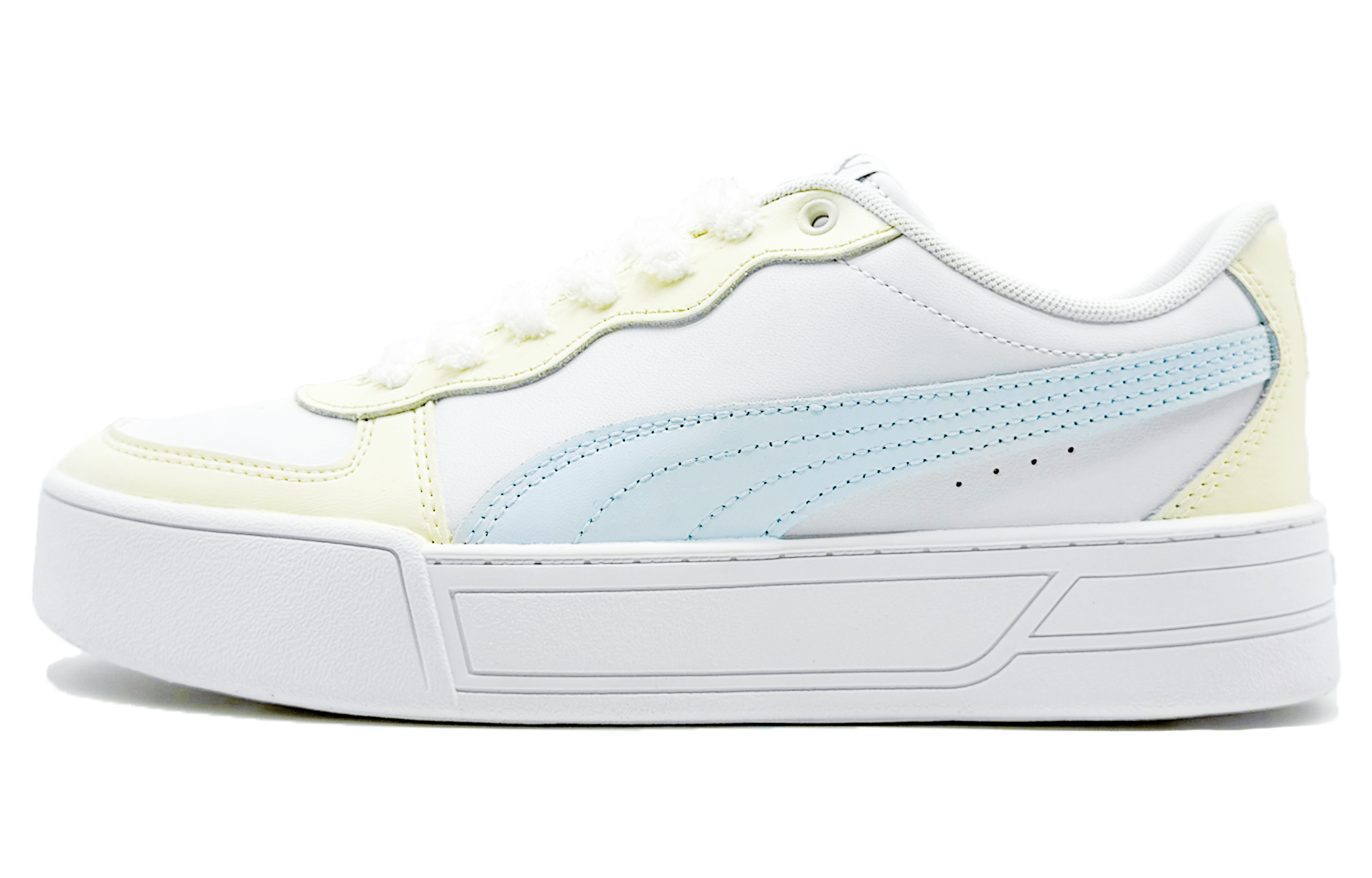 PUMA Skye Slip Resistant, Lightweight, And Breathable Low top Skateboard Shoes Women's Yellow Blue
