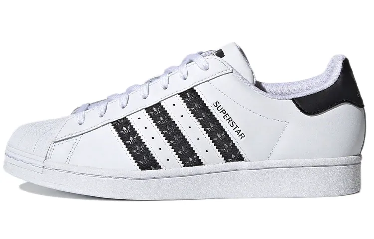 Adidas Originals SUPERSTAR String Logo Cushioning Abrasion Resistant Low top Skateboard Shoes Unisex White Black