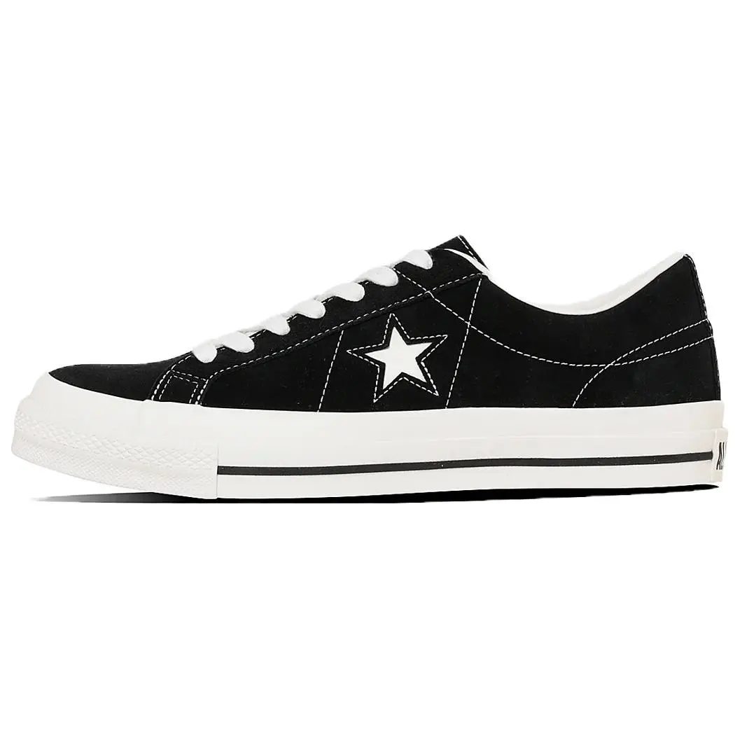 Converse ONE STAR Sude Suede Soft And Comfortable Low top Skateboard Shoes Unisex Black Japan Version