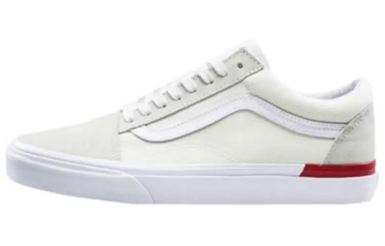 Vans Old Skool Cushioning Abrasion Resistant Cushioning, Wear Resistant Low top Skateboard Shoes Men's White Red