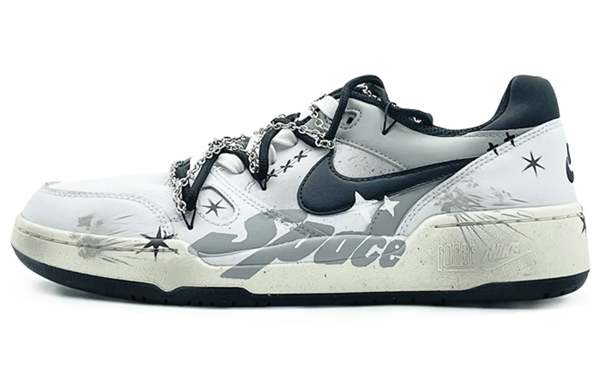 Nike Full Force Low Abrasion Resistant Slip Resistant Low top Skateboard Shoes Men's White Black