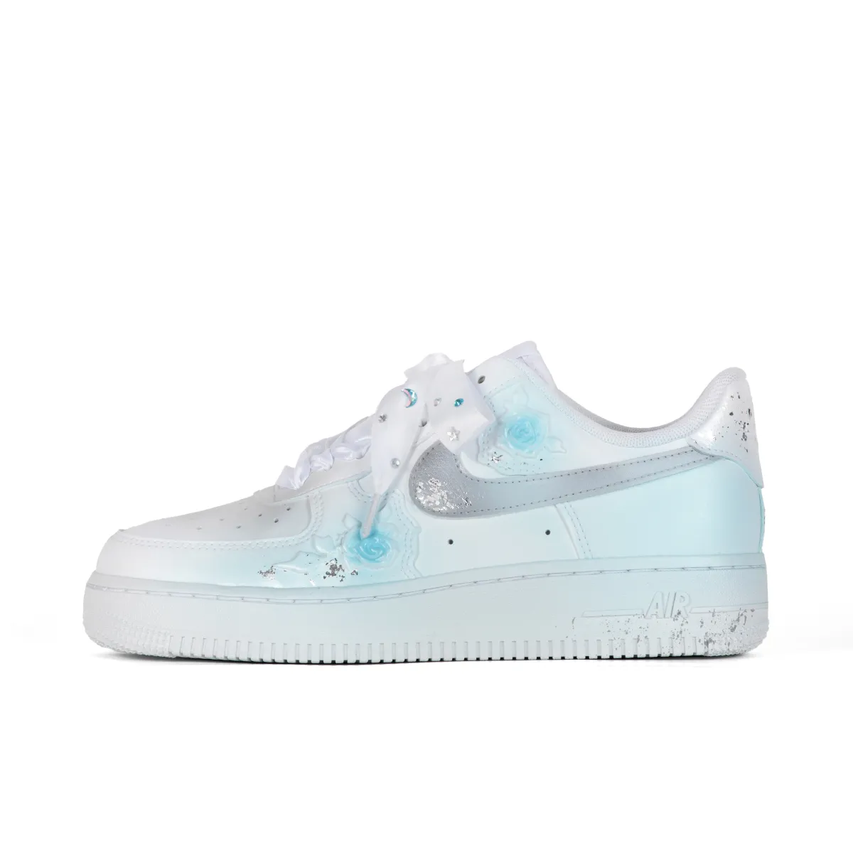 Nike Air Force 1 Slip Resistant Abrasion Resistant Low top Skateboard Shoes Women's White Blue
