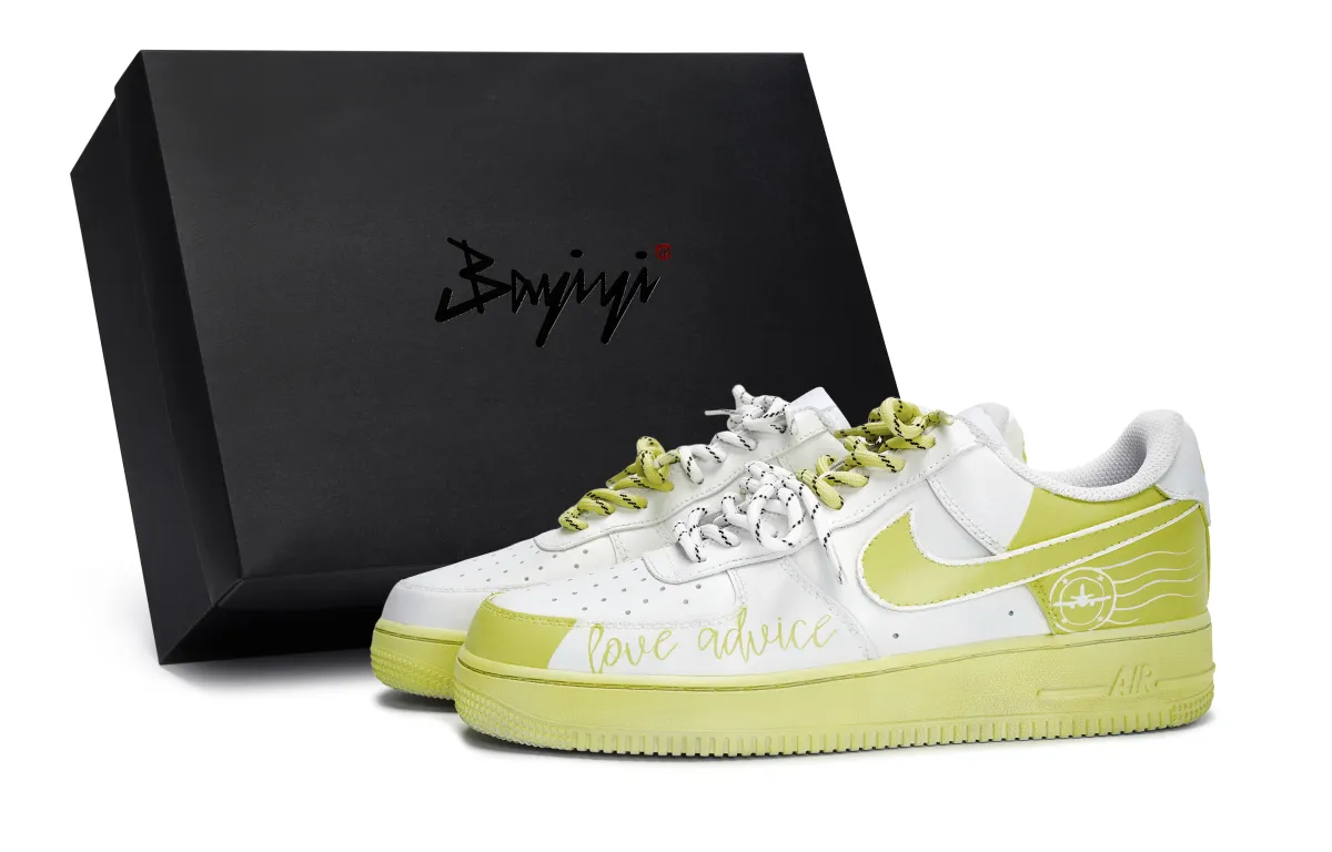 Nike Air Force 1 811 Manufacturing, White Yellow, Love's Advice, Special Shoe Box Slip Resistant Abrasion Resistant