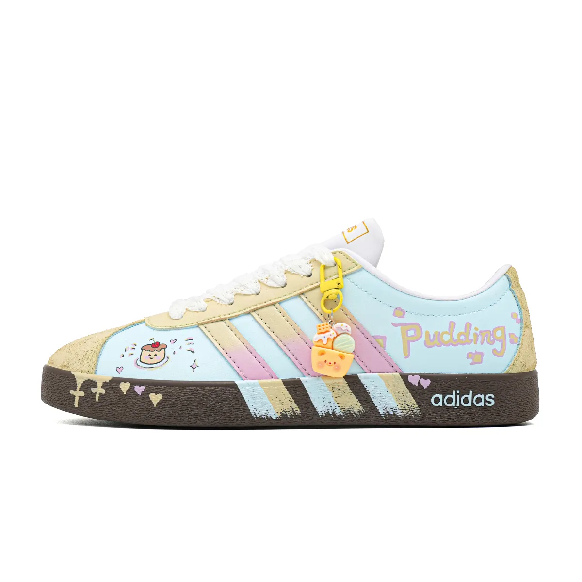 Adidas VL COURT 2.0 Sweetheart Pudding Breathable Low top Skateboard Shoes Women's Blue Yellow