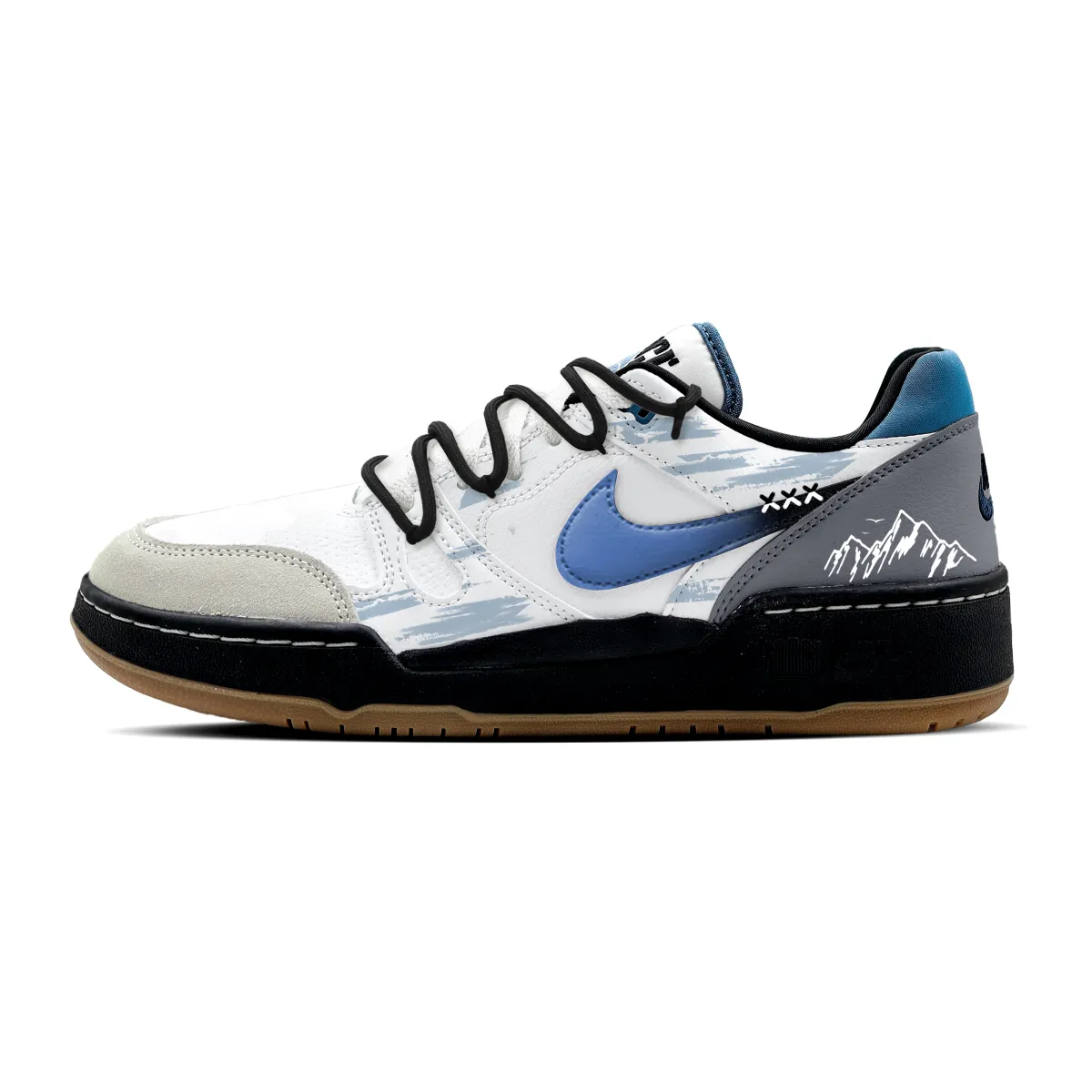 Nike Full Force Low Echo In The Air Abrasion Resistant Low top Skateboard Shoes Men's White Blue