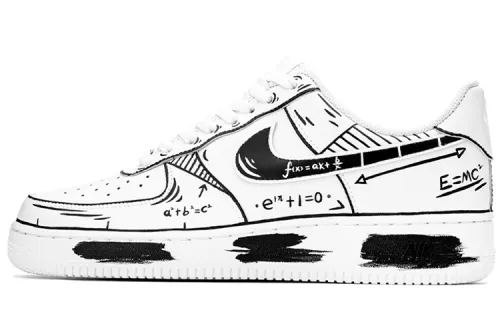 Nike Air Force 1 Air Force 1 Slip Resistant Abrasion Resistant Low top Skateboard Shoes Women's Black White