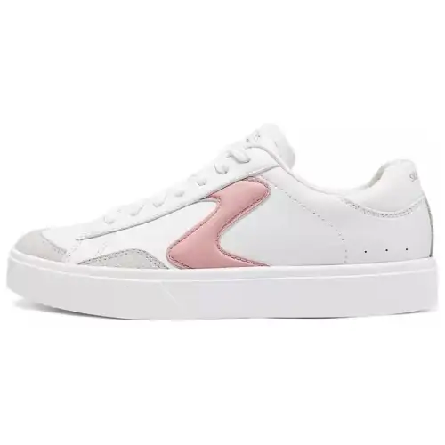 Skechers Court Classics Synthetic Leather Cushioning Breathable Support Low top Skateboard Shoes Women's White Pink