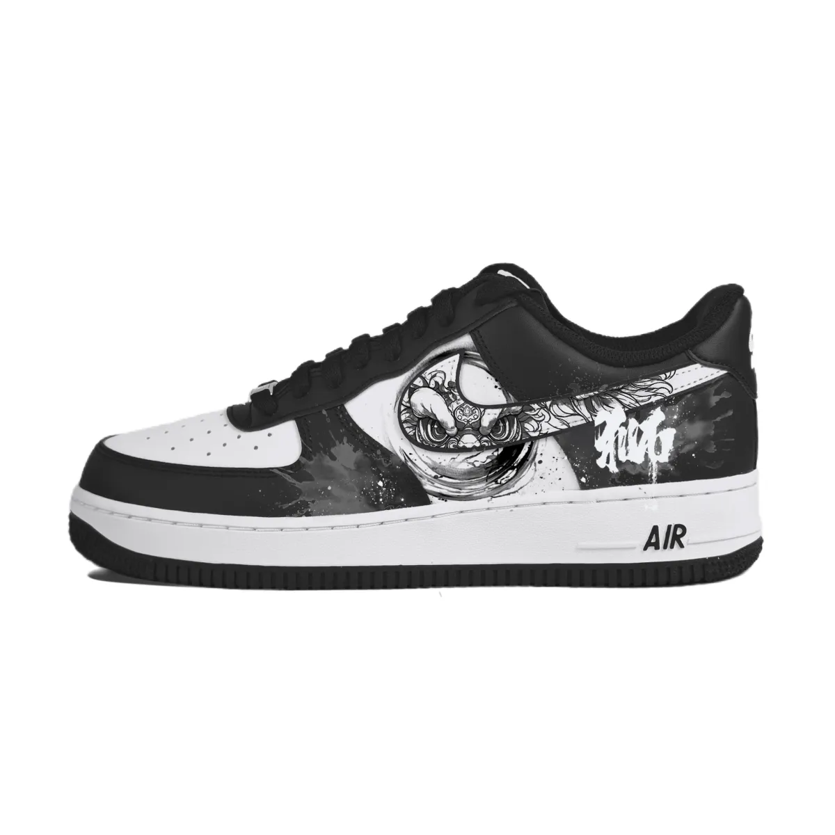 Nike Air Force 1 Coverage Abrasion Resistant Low top Skateboard Shoes Unisex Black White