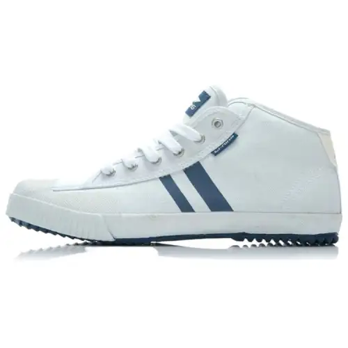 Li Ning Coverage Slip Resistant Mid top Skateboard Shoes Men's White Dark Blue