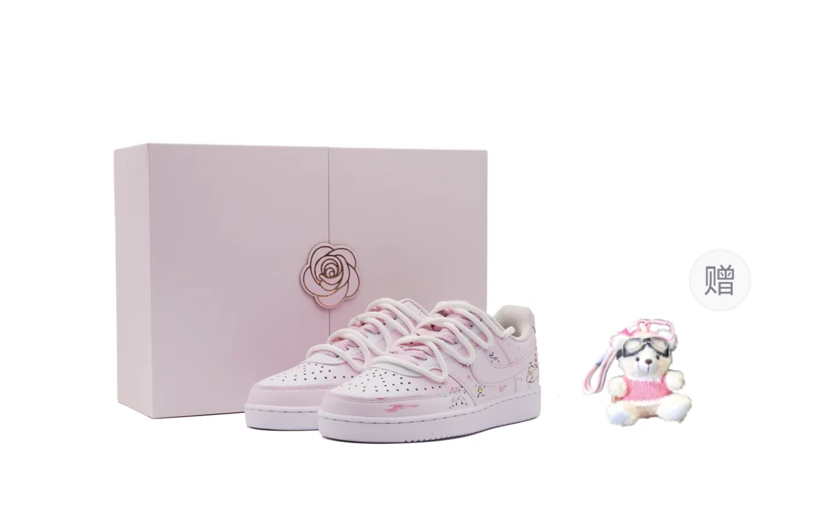 Nike Court Vision Low Abrasion Resistant Low top Skateboard Shoes Unisex Pink
