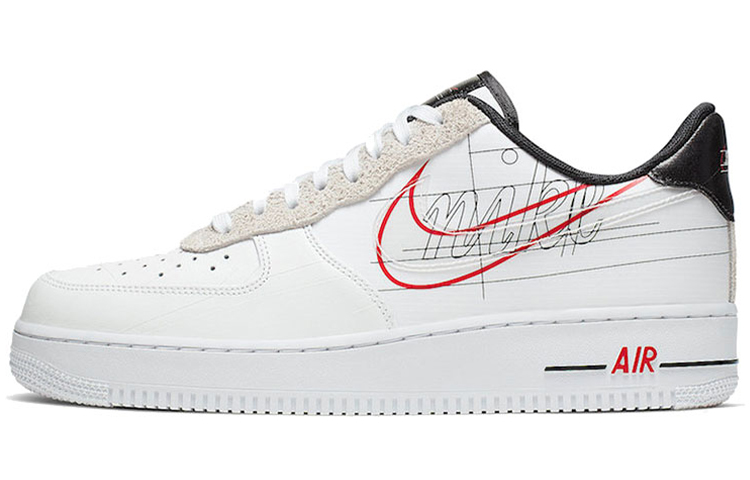 Кеды Nike Air Force 1 Script Swoosh (бело-красные) — Белый — фото 1