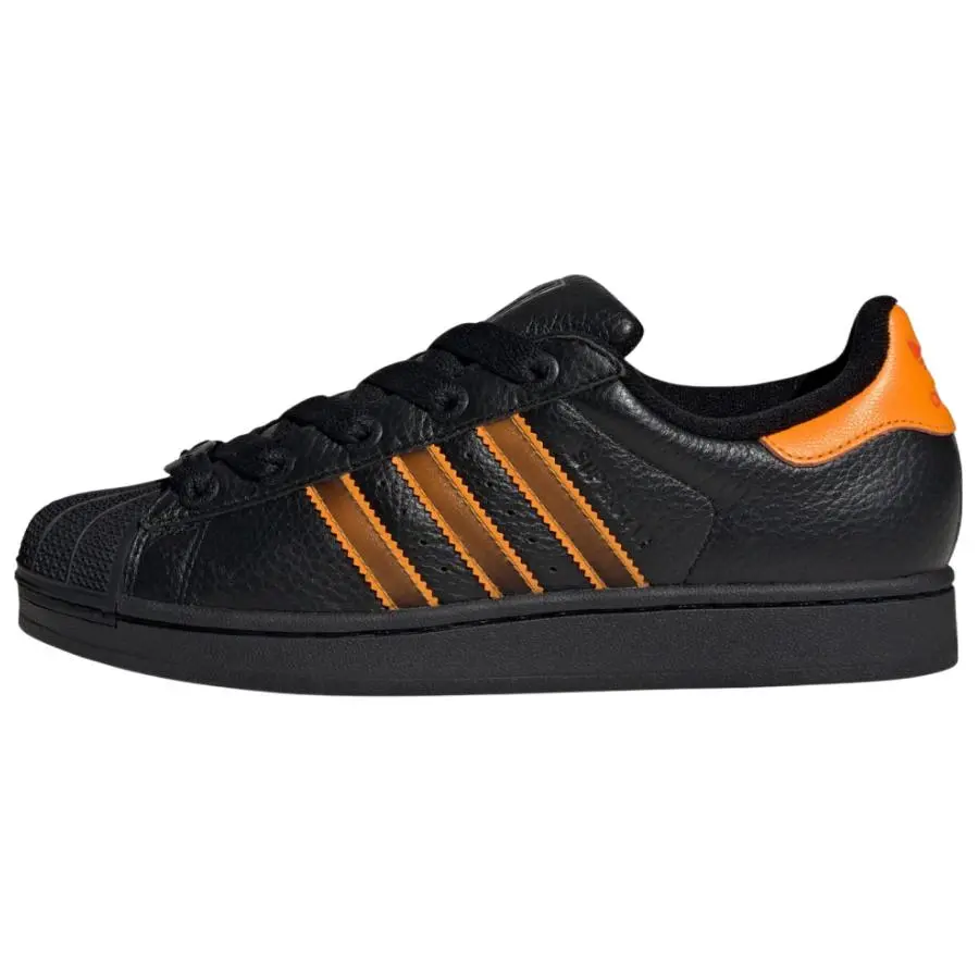 Adidas Originals Superstar 2 Abrasion Resistant Abrasion Resistant Low top Skateboard Shoes Women's Black Orange