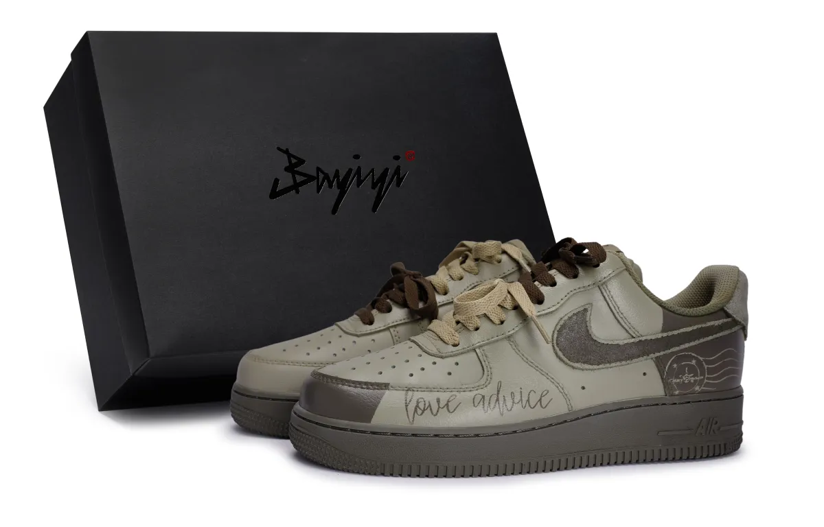 Nike Air Force 1 Slip Resistant Abrasion Resistant Low top Skateboard Shoes Unisex Brown Coffee