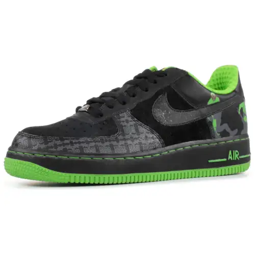 Nike Air Force 1 Premium Slip Resistant Abrasion Resistant Low top Skateboard Shoes Men's Black Green