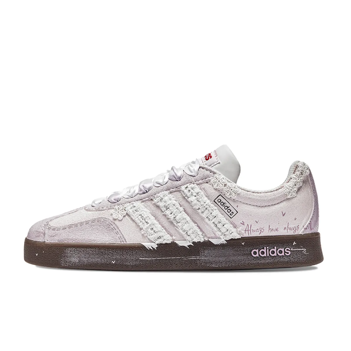 Adidas VL COURT 2.0 Lifestyle Freedom Panda, Yam Paste Breathable Low top Skateboard Shoes Unisex Pink Purple