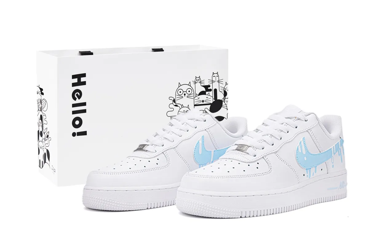 Nike Air Force 1 Low top Skateboard Shoes Men's White Blue