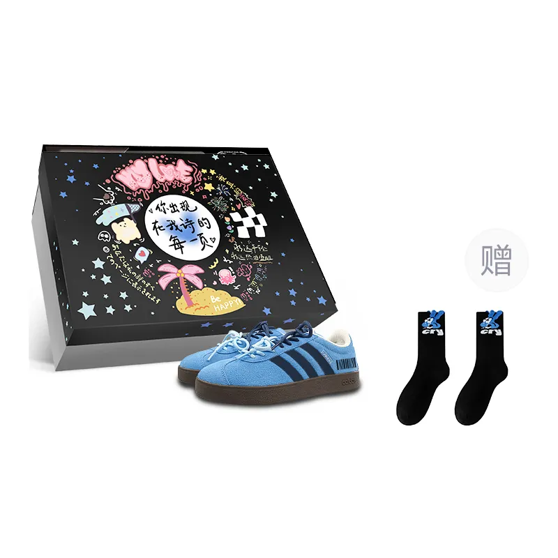 Adidas Vl Court Quick Dry Impact Resistance Low top Skateboard Shoes Unisex Blue