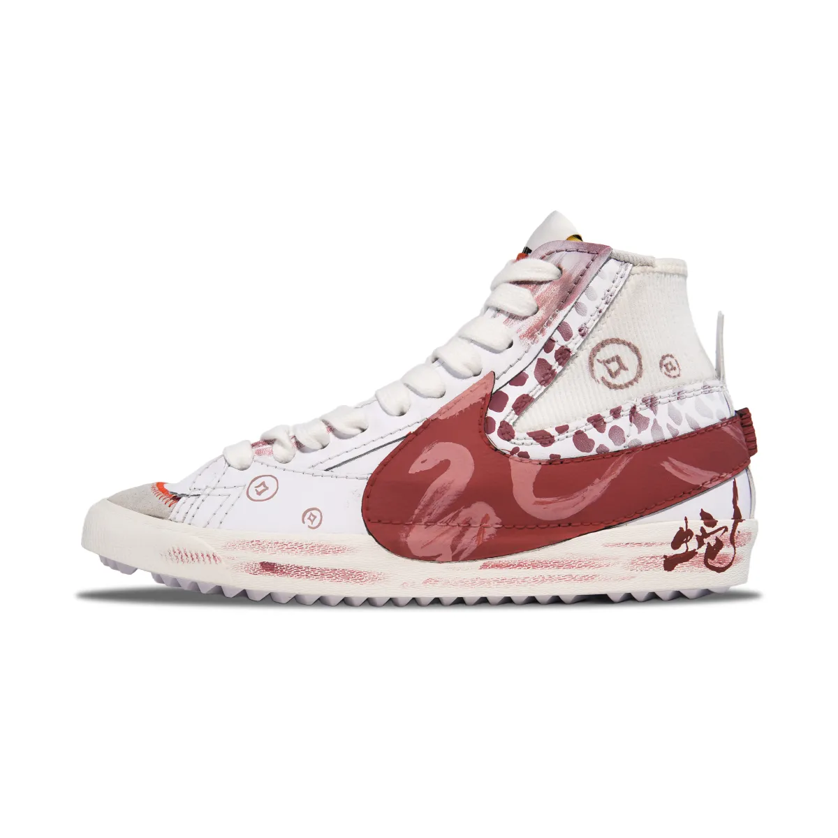 Nike Blazer Slip Resistant Abrasion Resistant Mid top Skateboard Shoes Unisex White Red