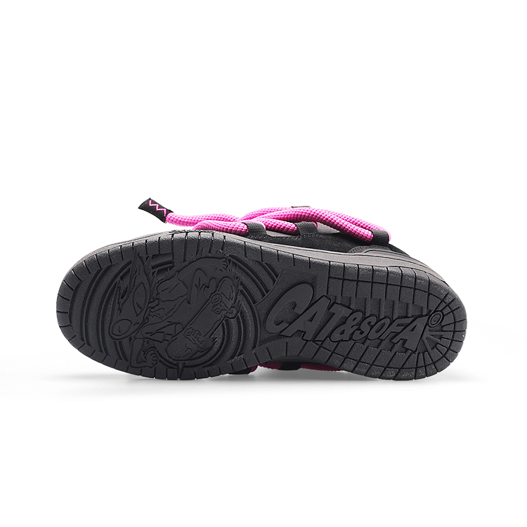 Cat&Sofa Dreadlocks Series Low top Skateboard Shoes Unisex Black Pink