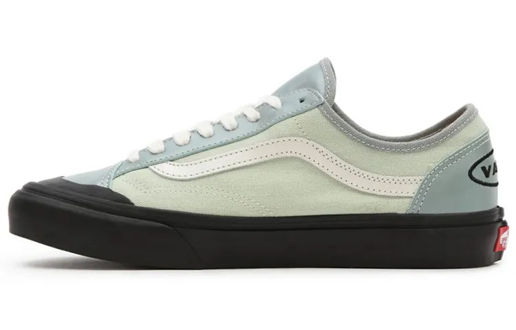Vans Canvas Leather Abrasion Resistant Lightweight Low top Skateboard Shoes Unisex Gray Green