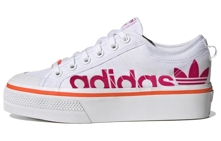 Adidas Originals NIZZA Originals Platform Low top Skateboard Shoes Women's White Pink Orange