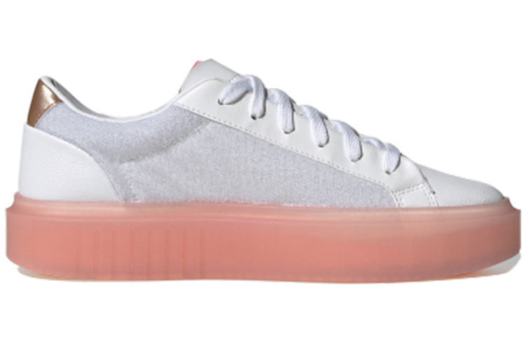 Женские кеды adidas originals Sleek Super (бело-розовые с бронзой) — Белый / розовый — фото 2