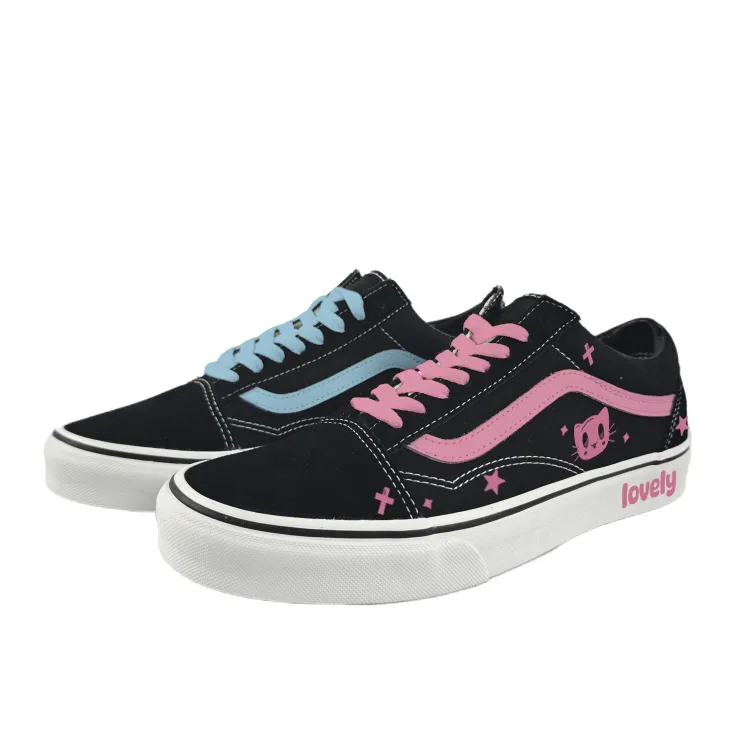 Vans Old Skool Abrasion Resistant Low top Skateboard Shoes Unisex Blue Pink