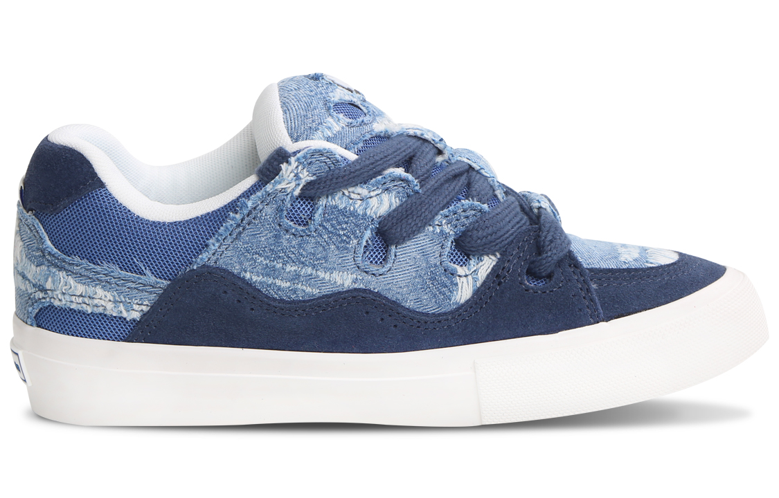 Ollieskate Suede Slip Resistant Cushioning Abrasion Resistant Low top Skateboard Shoes Unisex Denim Blue