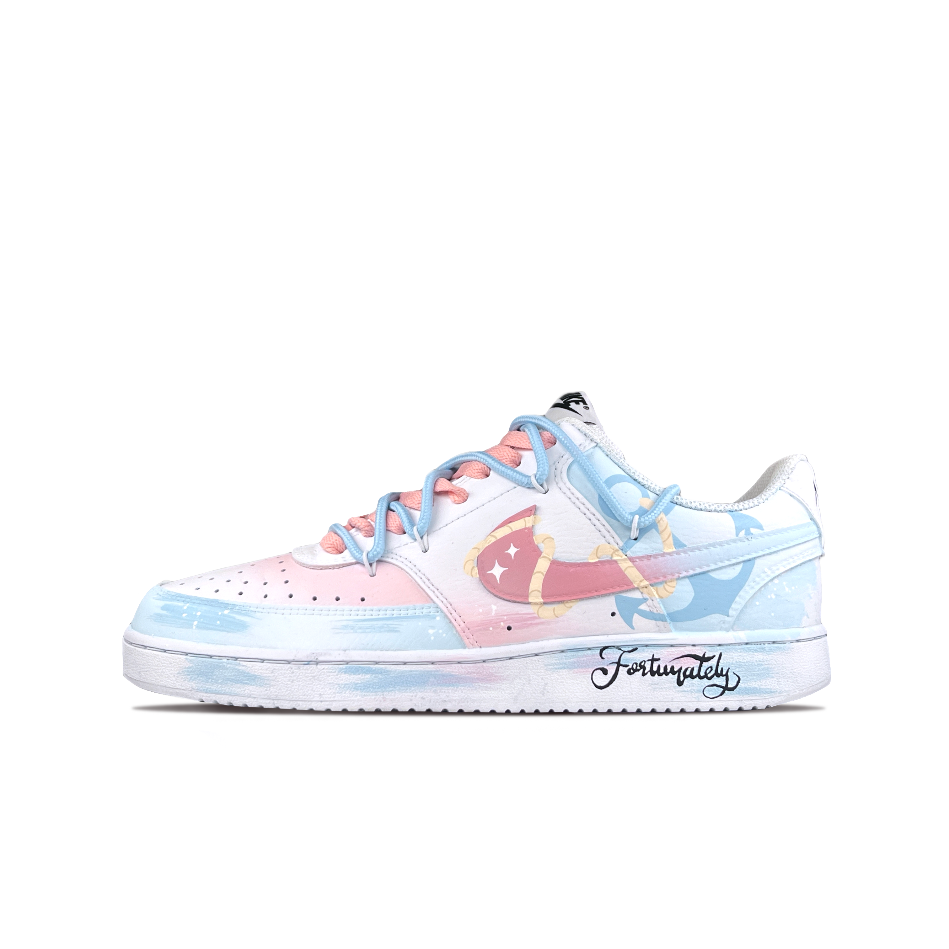 Nike Court Vision 1 Slip Resistant Abrasion Resistant Low top Skateboard Shoes Unisex Pink White Blue