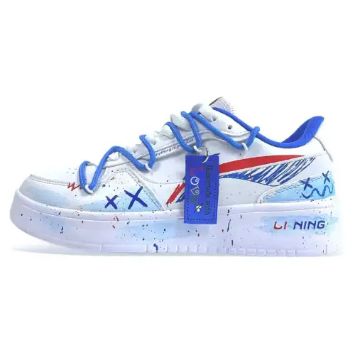 Li Ning Duda Coverage Abrasion Resistant Coverage Abrasion Resistant Low top Skateboard Shoes Men's Blue White