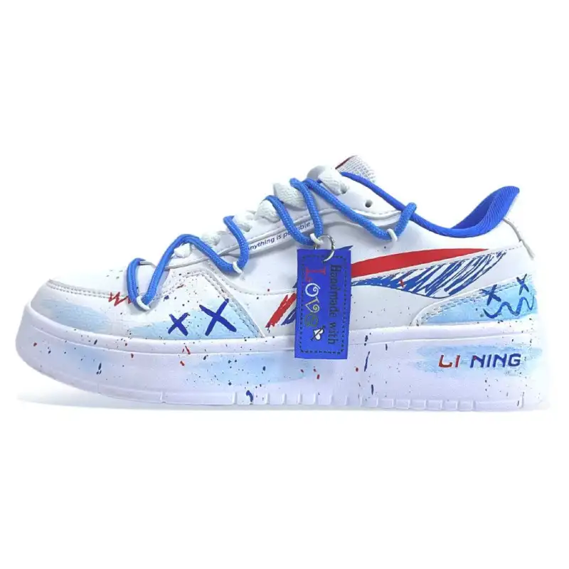 Li Ning Duda Coverage Abrasion Resistant Coverage Abrasion Resistant Low top Skateboard Shoes Men's Blue White