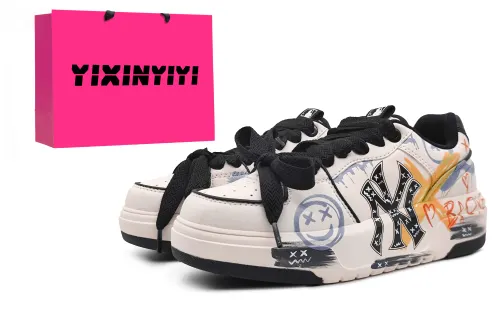 MLB New York Yankees Low top Skateboard Shoes Unisex Yellow Purple White