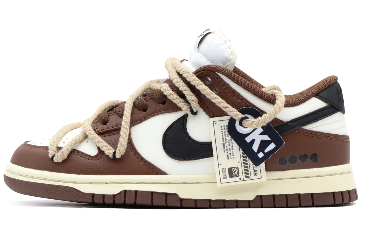 Nike Dunk Low Slip Resistant Abrasion Resistant Low top Skateboard Shoes Women's White Umber