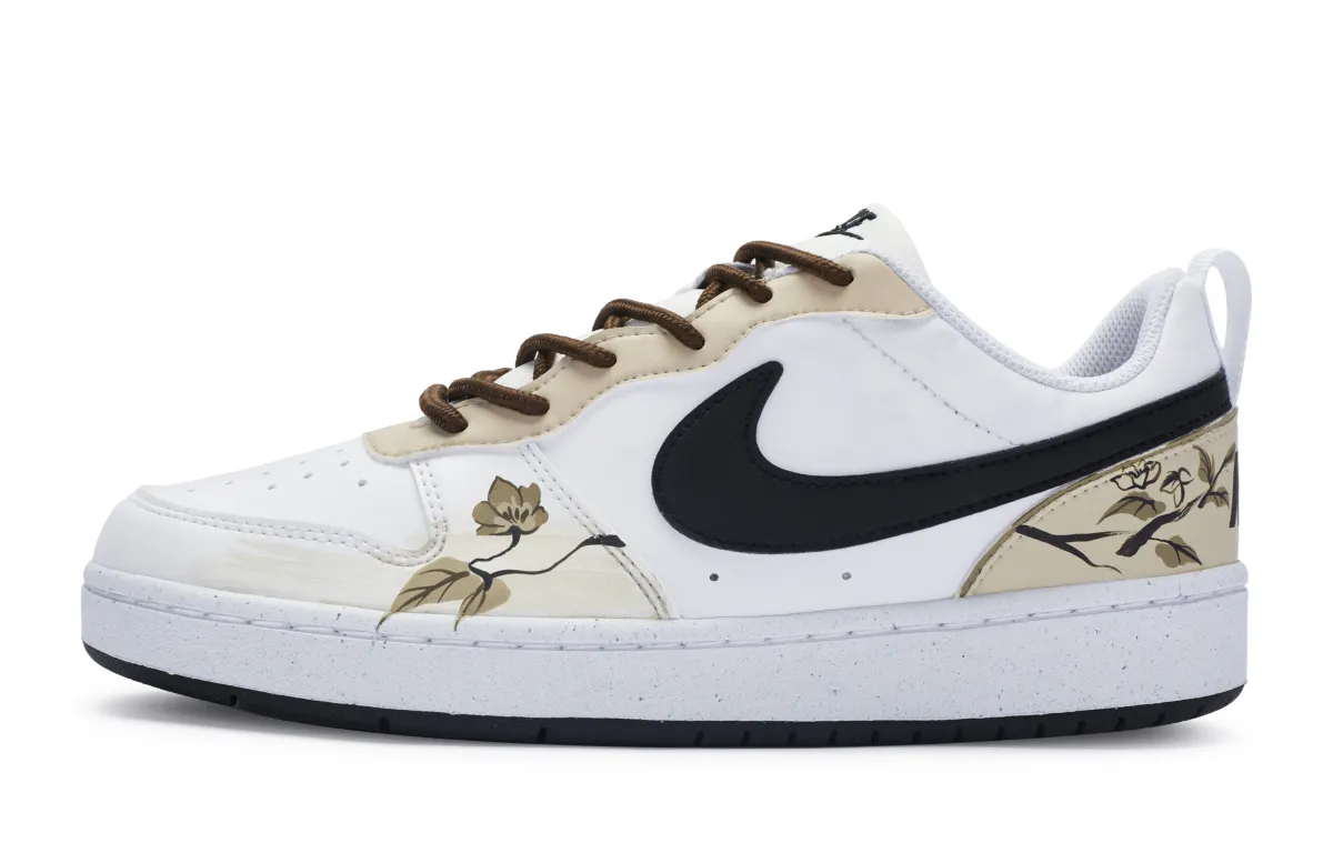 Nike Court Borough 811 Manufacturing, Ink Begonia, Versatile Trendy Low top Skateboard Shoes GS White Yellow