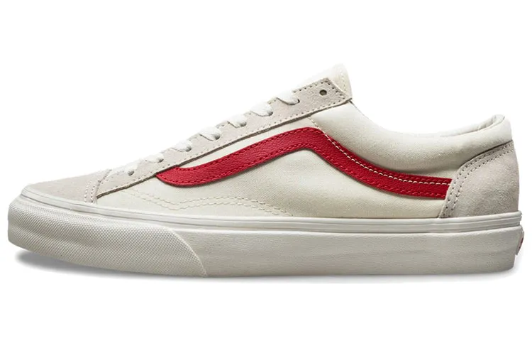 Vans Style 36 Marshmallow Abrasion Resistant Low top Skateboard Shoes Unisex White Red