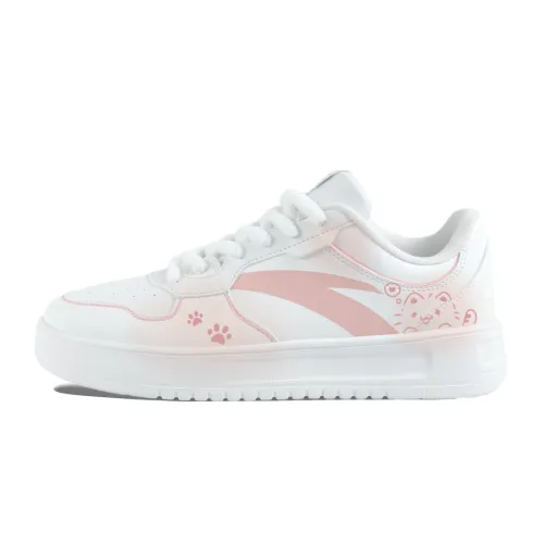 Anta Easy Synthetic Leather Slip Resistant Abrasion Resistant Low top Skateboard Shoes Unisex Pink