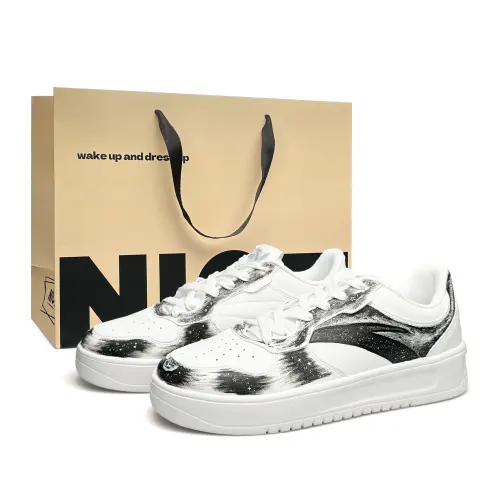 Anta Easy Synthetic Leather Lightweight Breathable Low top Skateboard Shoes Unisex White