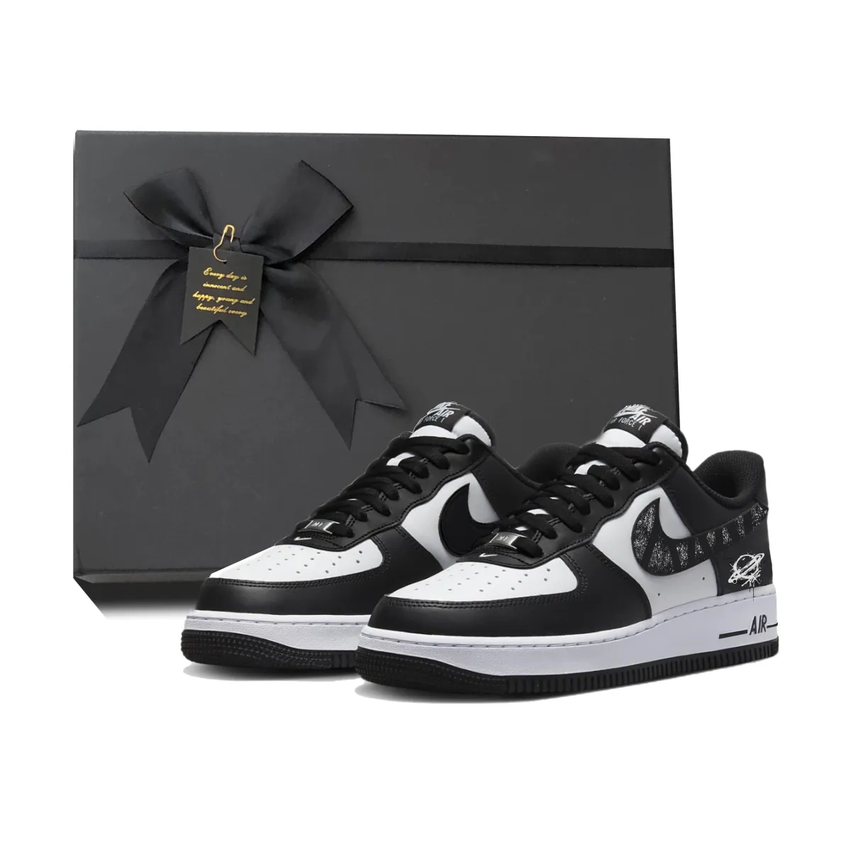 Nike Air Force 1 Xingji Stroller Slip Resistant Abrasion Resistant Low top Skateboard Shoes Unisex White Black