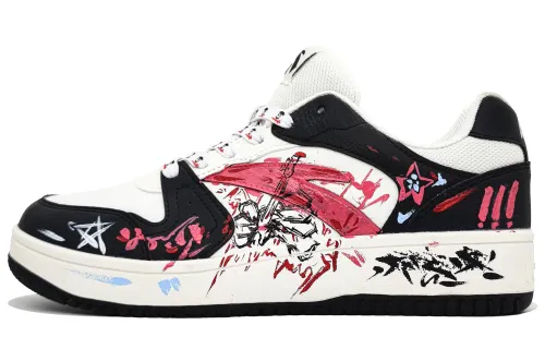 Anta Life Collection Slip Resistant, Abrasion Resistant, Lightweight Low top Skateboard Shoes Unisex Black White Red