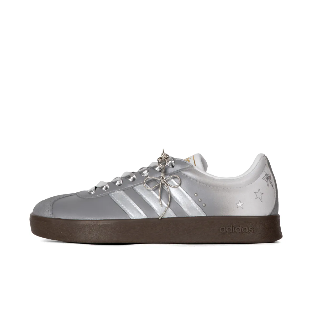 Adidas Vl Court Classic Leather Abrasion Resistant Low top Skateboard Shoes Unisex Silver