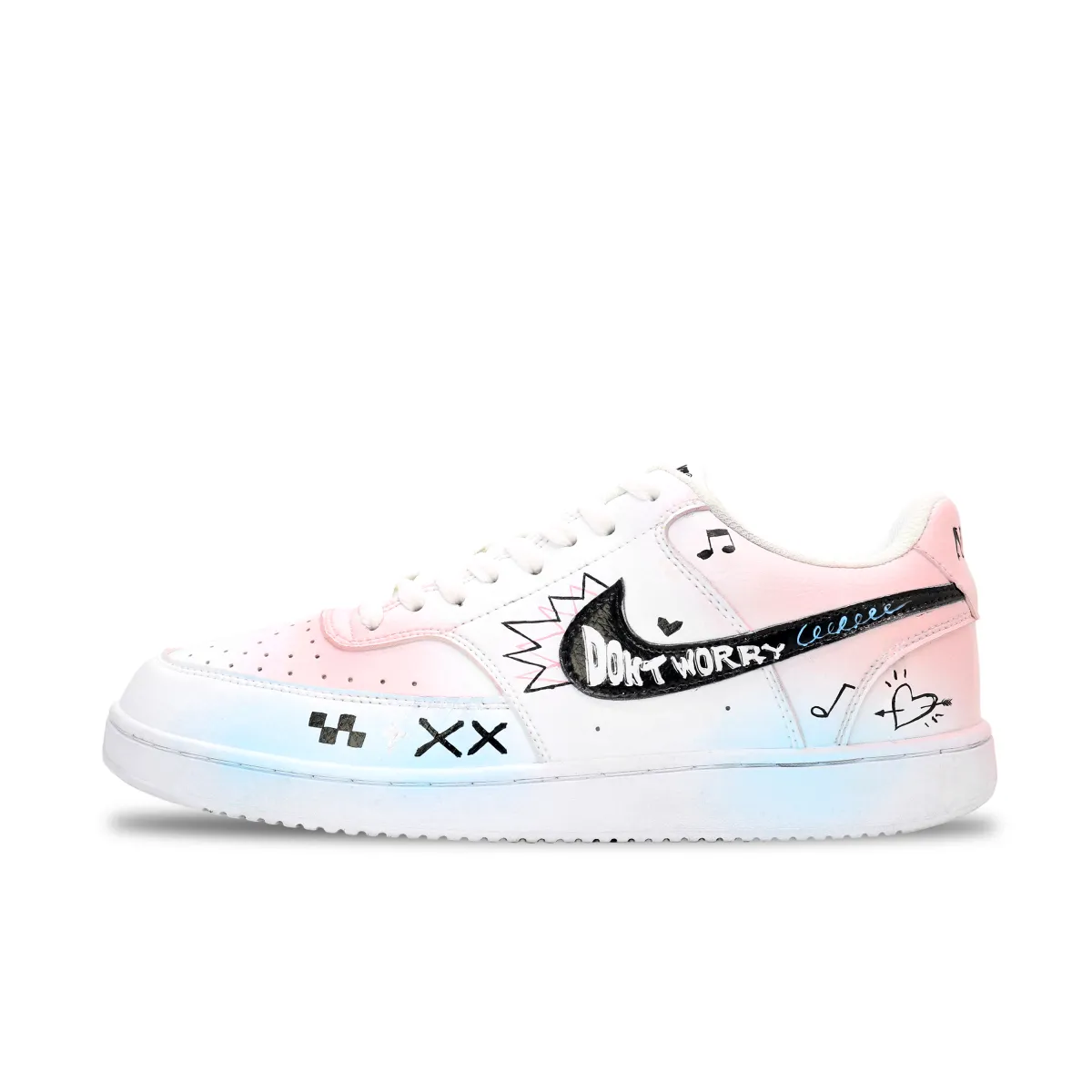 Nike Court Vision 2 Skateboard Shoes Unisex Low Top White/Pink/Blue