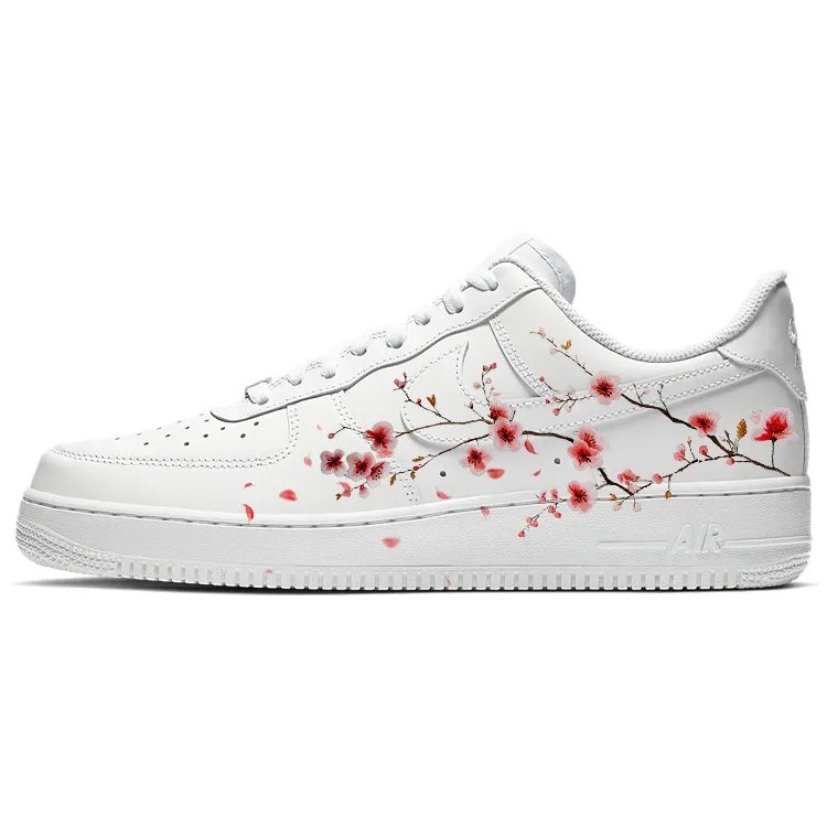 Nike Air Force 1 Flower Moon, Flower Language Pieces Slip Resistant Low top Skateboard Shoes Women's White Pink